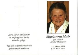 Mair Marianne geb Steixner vulgo Grotter Fulpmes