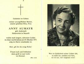Aumayr Anny geb Andratsch vulgo Hoferwirtin Neustift