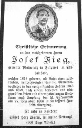 Fieg Josef, Platzwirt, Gemeindevorsteher, Fulpmes