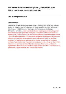 Musikgeschichte Telfes aus Homepage Musik