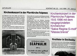 Neuer Kirchenchor-Kirchenkonzert Pfarrkirche Fulpmes