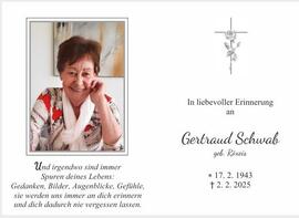 Schwab Gertraud, geb. Röxeis, Telfes 1943-2025