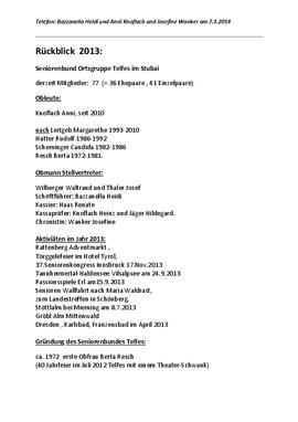 Seniorenbund Telfes Rückblick 2013