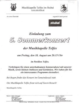 Einladung 5.Sommerkonzert MK Telfes