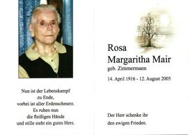 Mair Rosa-Margaritha geb Zimmermann vulgo Glatz Fulpmes