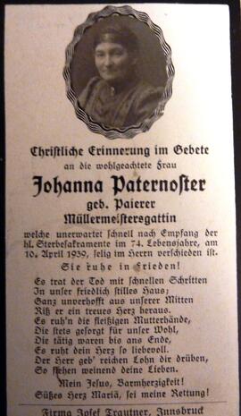 Paternoster Johanna gb. Paierer, Müllersgattin