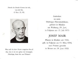 Mair Josef Pfarrer Fulpmes  Priesterjubiläum