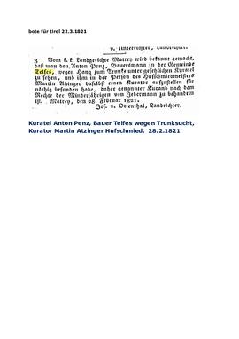 Kurator Atzinger für Anton Penz Telfes
