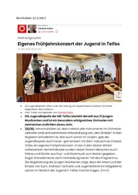 Frühjahrskonzert Jugendkapelle-Telfes Zeitung