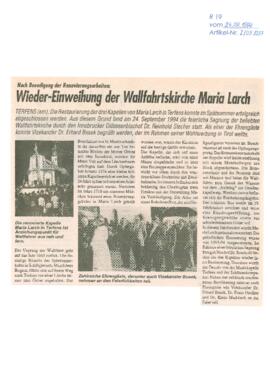 Wieder-Einweihung der Wallfahrtskirche Maria Larch