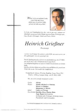 Grießner Heinrich, im 60. Lebensjahr