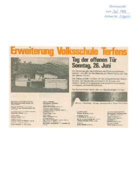 Erweiterung Volksschule Terfens - Tag der offenen Tür am 26. Juni 1983