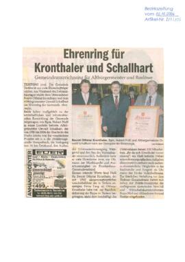 Ehrenring für Othmar Kronthaler und Oswald Schallhart