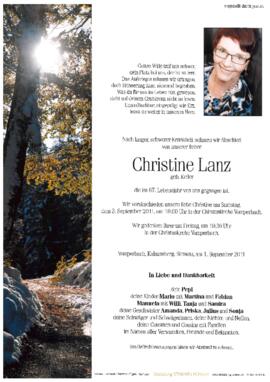 Lanz Christine, geb. Keiler, im 67. Lebensjahr