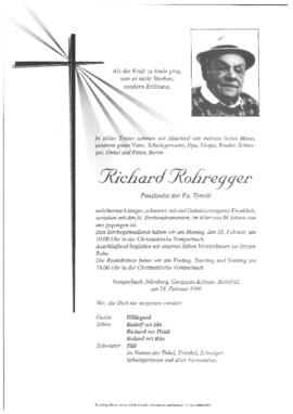 Rohregger Richard, Penionist der Fa. Tyrolit, im 84. Lebensjahr