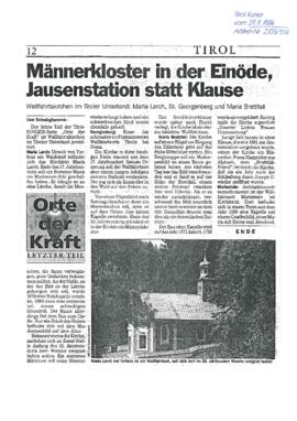 Männerkloster in der Einöde, Jausenstation statt Klause - St. Georgenberg