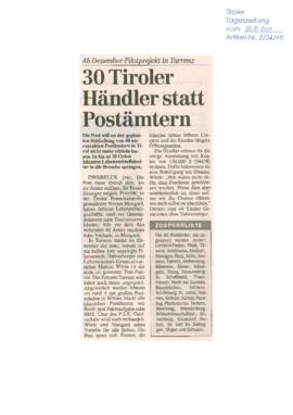 30 Tiroler Händler statt Postämter