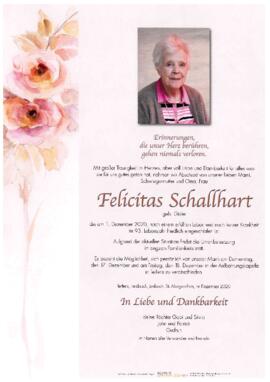 Schallhart Felicitas, geb. Gisler, im 93. Lebensjahr