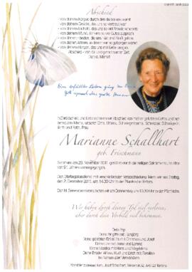 Schallhart Marianne, geb. Frischmann, im Alter von 91 Jahren