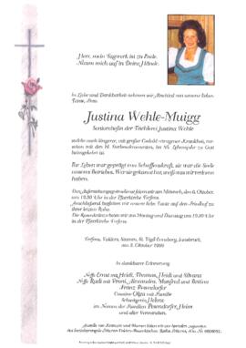 Wehle-Muigg Justina, Seniorchefin der Tischlerei Justina Wehle, im 85. Lebensjahr