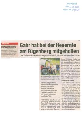 Gahr hat bei Heuernte in Fügenberg mitgeholfen