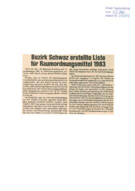 Bezirk Schwaz erstellte Liste für Raumordnungsmittel 1983
