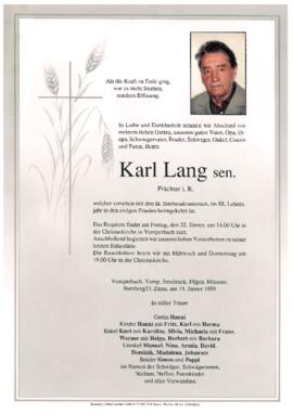 Lang Karl, Frächter i.R., im 88. Lebensjahr