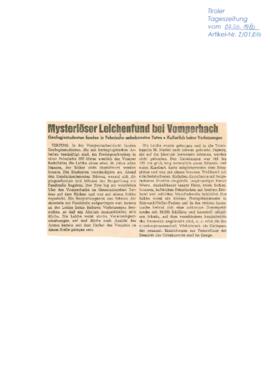 Mysteriöser Leichenfund in Vomperbach