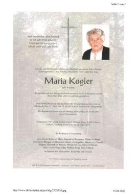 Kogler Maria, geb. Haaser, im 96. Lebensjahr