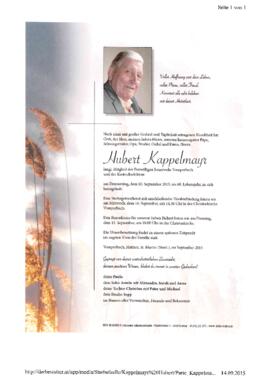 Kappelmayr Hubert, im 69. Lebensjahr