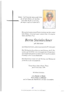 Steinlechner Berta, geb. Herzleier, im 87. Lebensjahr