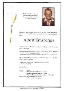 Ernsperger Albert, im 71. Lebensjahr