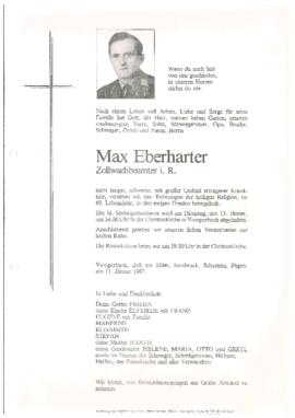 Eberharter Max, Zollwachebeamter i.R., im 69. Lebensjahr