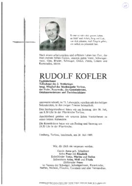 Kofler Rudolf, Eggfelderbauer, Gemeinderat, im 73. Lebensjahr