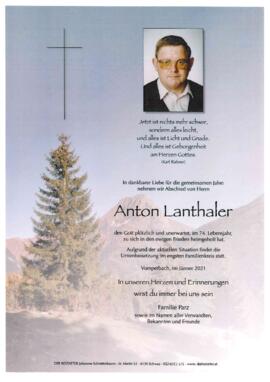 Lanthaler Anton, im 74. Lebensjahr