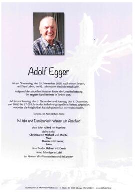 Egger Adolf, im 92. Lebensjahr