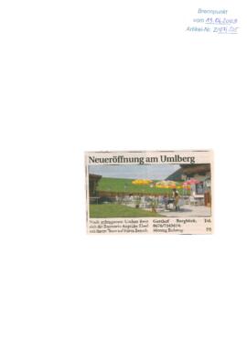 Neueröffnung Gasthaus Bergblick am Umlberg