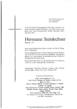 Steinlechner Hermann, Maurer i.R., im 67. Lebensjahr