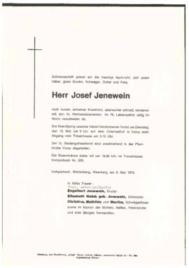 Jenewein Josef, im 78. Lebensjahr