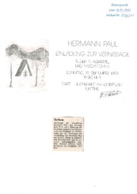Einladung zur Vernissage von Paul Hermann