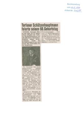 Terfener Schützenhauptmann feierte seinen 60. Geburtstag