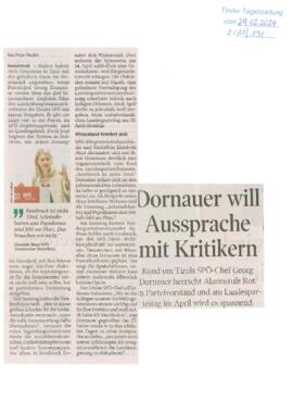 Dornauer will Aussprache mit Kritikern