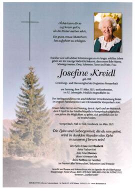 Kreidl Josefine, geb. Pöll, im 92. Lebensjahr