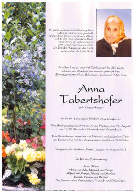 Tabertshofer Anna, geb. Guggenberger, im 84. Lebensjahr