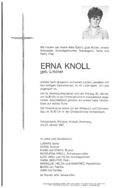 Knoll Erna, geb. Lindner, im 47. Lebensjahr