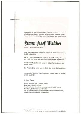 Walcher Franz Josef, Pfannenschmied-Wirt, im 93. Lebensjahr