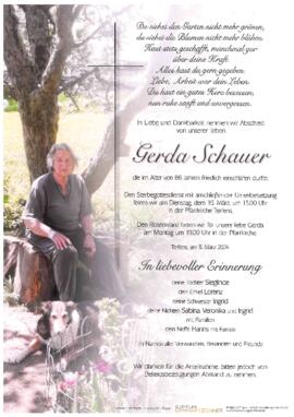 Schauer Gerda, im 86. Lebensjahr