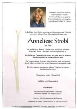 Strobl Anneliese, geb. Pater, im 69. Lebensjahr