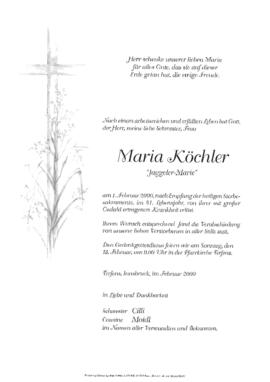 Köchler Maria, Jaggeler-Marie, im 81. Lebensjahr