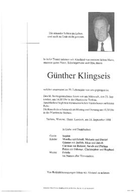 Klingseis Günther, im 59. Lebensjahr